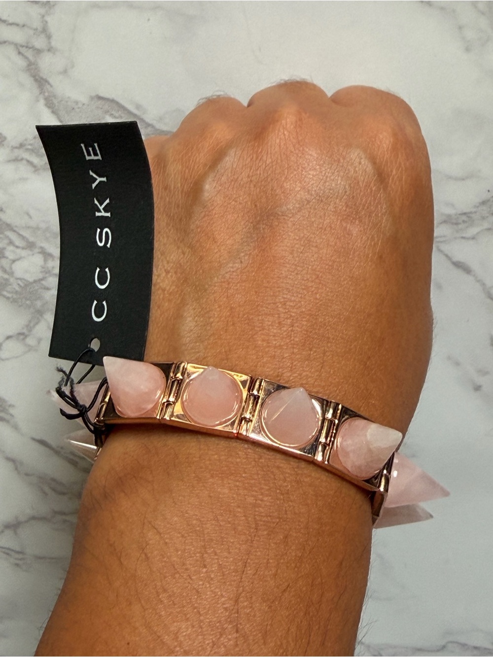CC Skye Pink Quartz Spike Bracelet